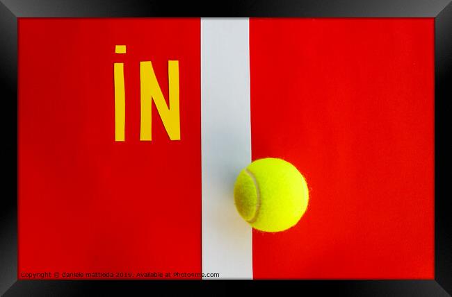 the written  in  next to a line of a tennis court  Framed Print by daniele mattioda