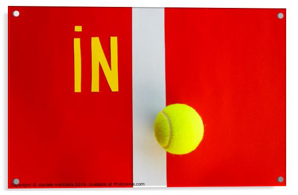 the written  in  next to a line of a tennis court  Acrylic by daniele mattioda