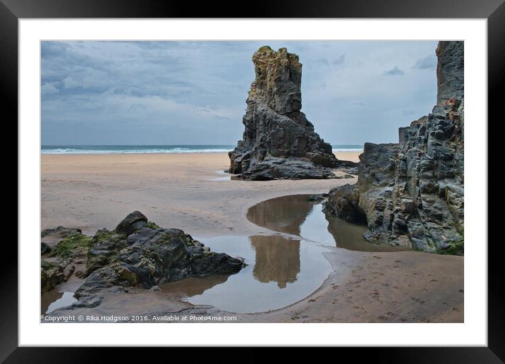 Monolithic Rock, Gwithian Beach, Godrevy, Hayle, C Framed Mounted Print by Rika Hodgson