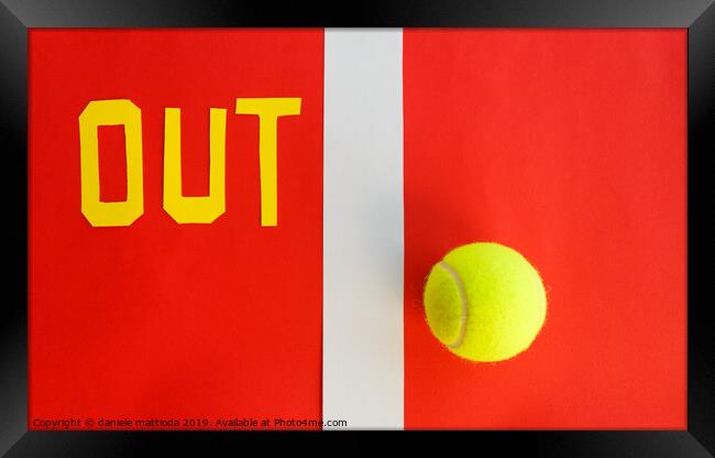 the written  out  next to a line of a tennis court Framed Print by daniele mattioda