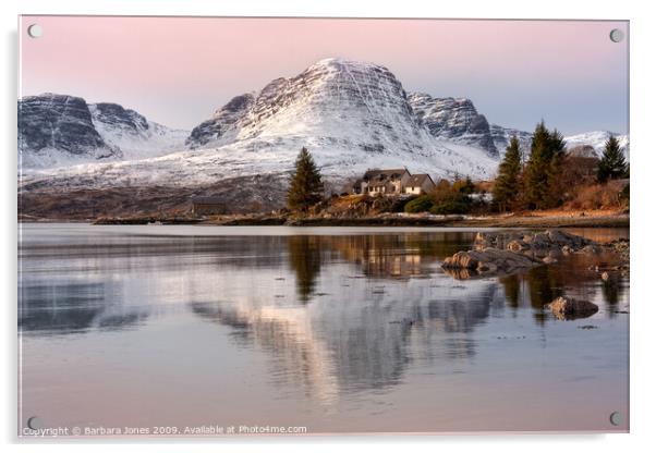 Applecross Hills Winter Sunset  Scotland Acrylic by Barbara Jones