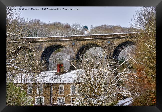 Bargoed Viaduct in the snow Framed Print by Gordon Maclaren