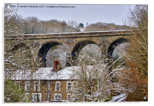 Bargoed Viaduct in the snow Acrylic by Gordon Maclaren
