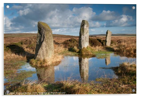 Reflection of the past - Boskegnan Stone Circle, C Acrylic by Steve Bishop