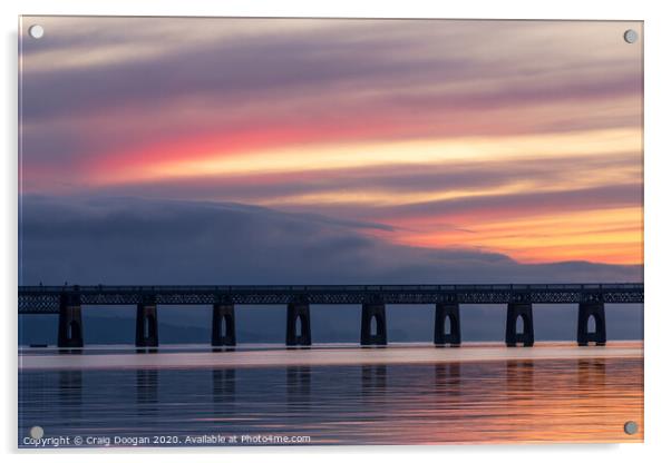 Sunset over the Tay Bridge Acrylic by Craig Doogan