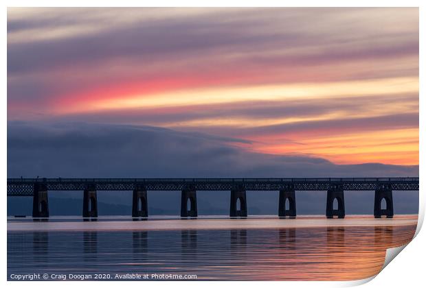 Sunset over the Tay Bridge Print by Craig Doogan