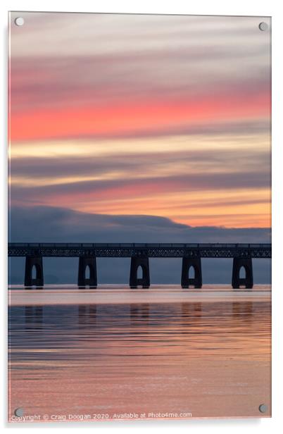 Sunset at the Tay Bridge Acrylic by Craig Doogan