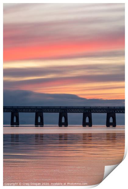 Sunset at the Tay Bridge Print by Craig Doogan