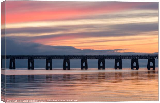 Tay Rail Bridge Sunset Canvas Print by Craig Doogan