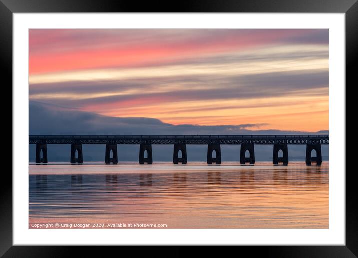 Tay Rail Bridge Sunset Framed Mounted Print by Craig Doogan