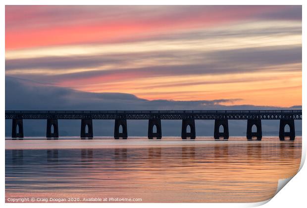 Tay Rail Bridge Sunset Print by Craig Doogan