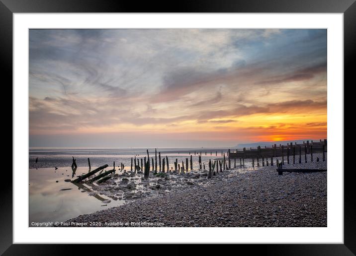 Sunset over Smeaton's Harbour remains Framed Mounted Print by Paul Praeger