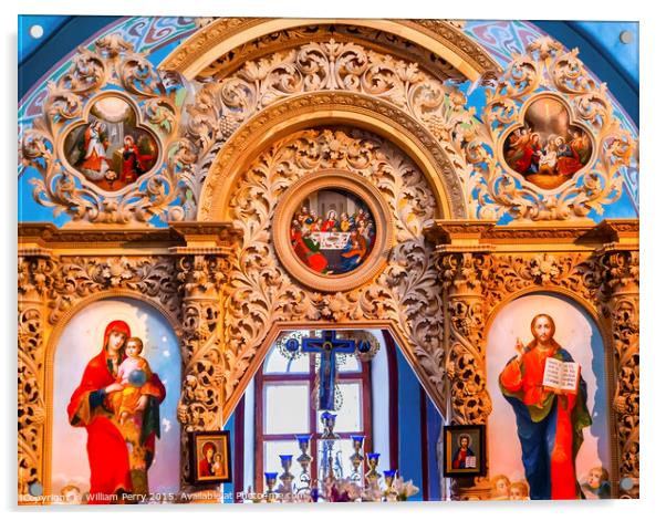 Ancient Mosaics Screen Icons Basilica Mikhaylovsky Church Vyduby Acrylic by William Perry