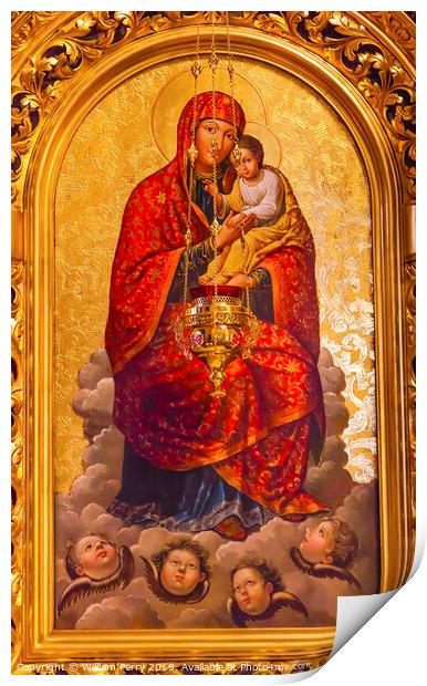 Golden Mary Jesus Icon Basilica Saint Michael Monastery Kiev Ukr Print by William Perry
