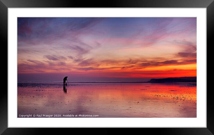 Bait digger at sunset Framed Mounted Print by Paul Praeger