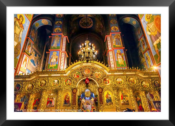 Ancient Mosaics Basilica Saint Michael Monastery Cathedral Kiev  Framed Mounted Print by William Perry