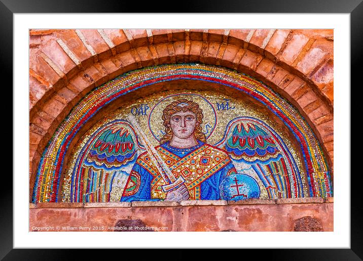 Ancient Saint Michael Mosaic Mikhaylovsky Church Vydubytsky Mona Framed Mounted Print by William Perry
