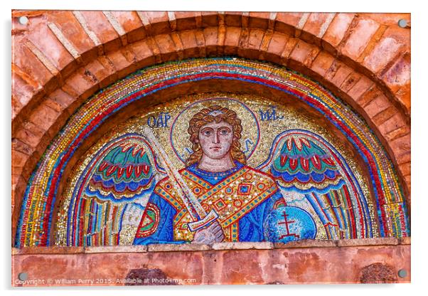 Ancient Saint Michael Mosaic Mikhaylovsky Church Vydubytsky Mona Acrylic by William Perry