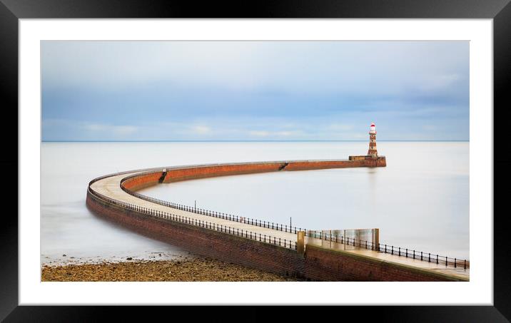 Roker Pier On A Still Day Framed Mounted Print by Phil Durkin DPAGB BPE4