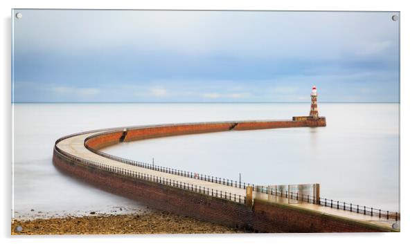 Roker Pier On A Still Day Acrylic by Phil Durkin DPAGB BPE4
