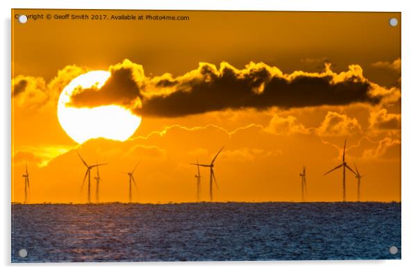 Sunrise over Rampion Wind Farm Acrylic by Geoff Smith