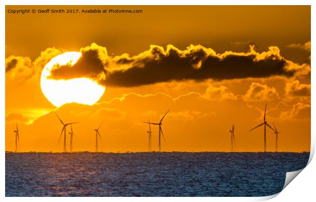 Sunrise over Rampion Wind Farm Print by Geoff Smith