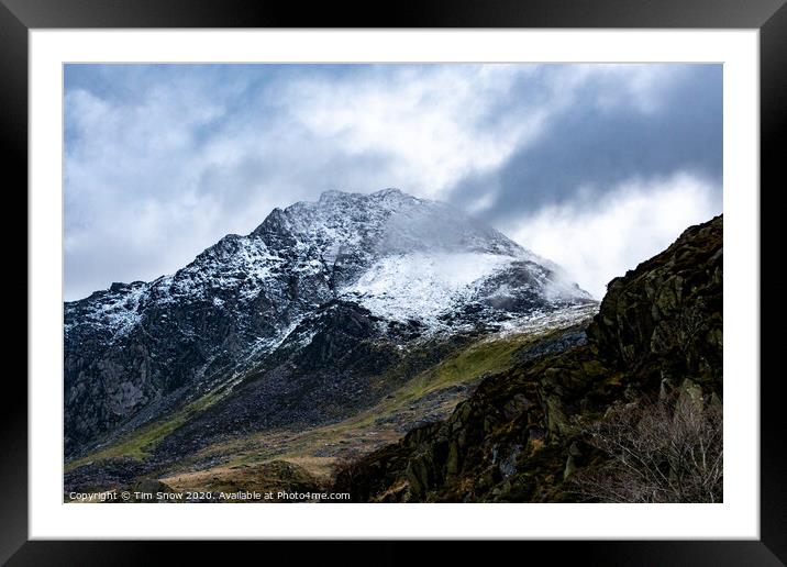 Tryfan Mountain in Snowdonia National Park Framed Mounted Print by Tim Snow