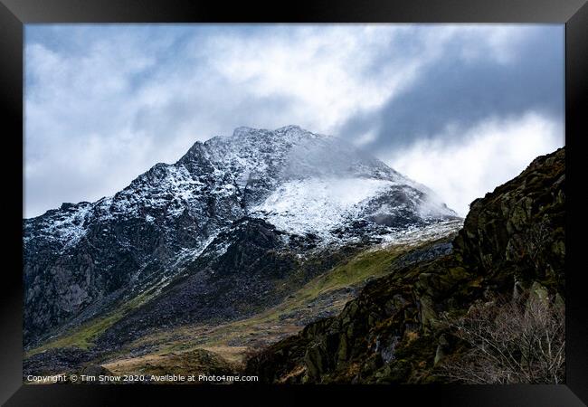 Tryfan Mountain in Snowdonia National Park Framed Print by Tim Snow