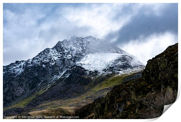 Tryfan Mountain in Snowdonia National Park Print by Tim Snow