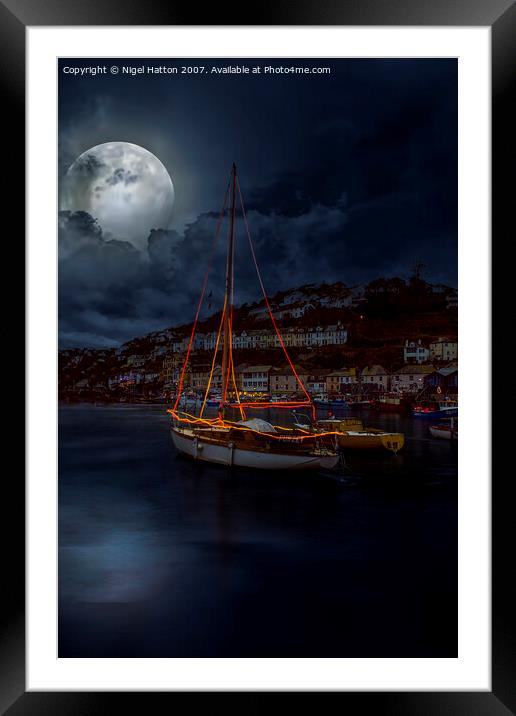 Moonlight Over Looe Framed Mounted Print by Nigel Hatton