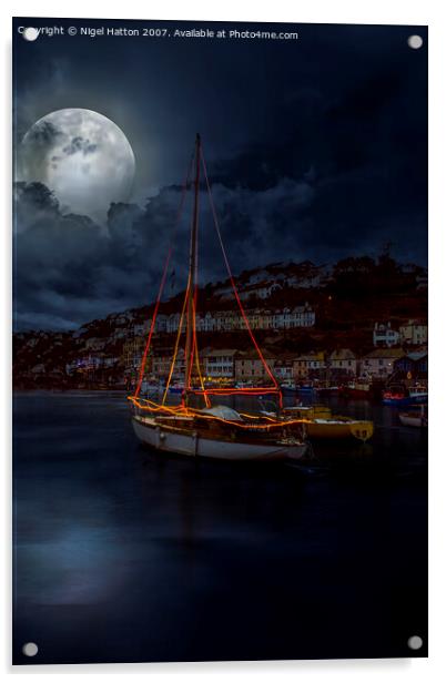 Moonlight Over Looe Acrylic by Nigel Hatton