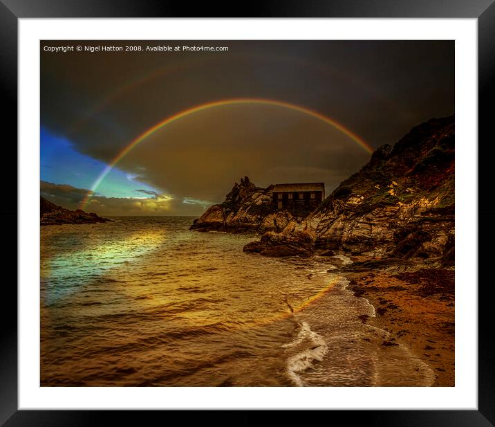 Rainbow Over Polperro Framed Mounted Print by Nigel Hatton