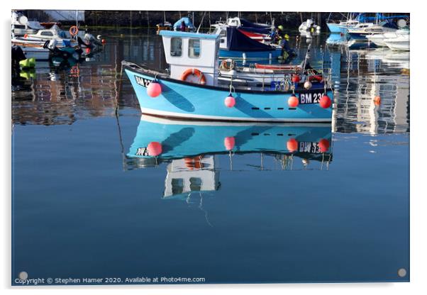 Boat Reflection Acrylic by Stephen Hamer
