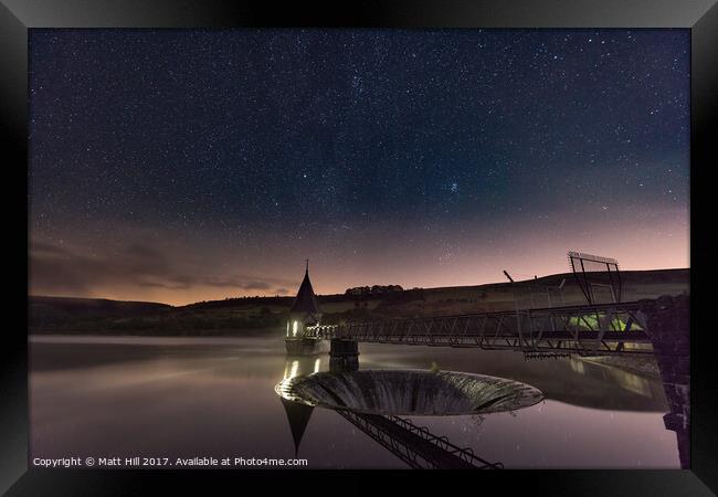 Pontsticill Reservoir under a dark sky  Framed Print by Matt Hill