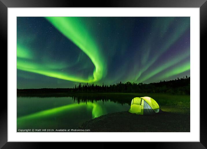 Camping Under a Dancing Night Sky Framed Mounted Print by Matt Hill