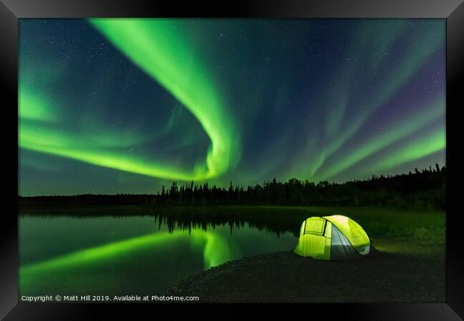 Camping Under a Dancing Night Sky Framed Print by Matt Hill