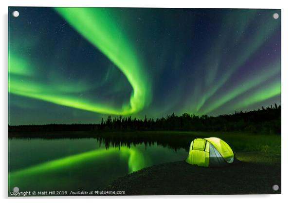 Camping Under a Dancing Night Sky Acrylic by Matt Hill