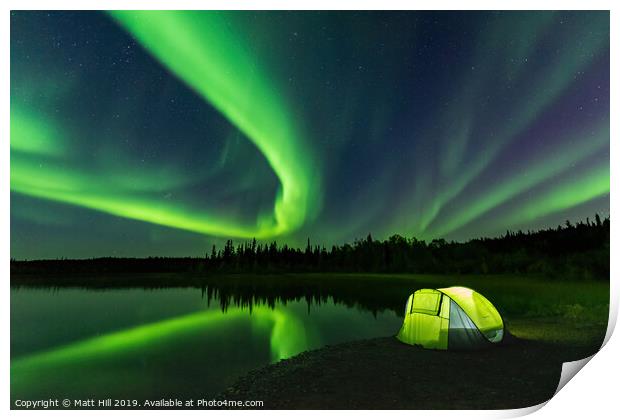 Camping Under a Dancing Night Sky Print by Matt Hill