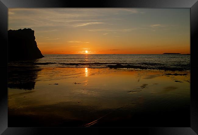 Sunset from Hartland Quay Framed Print by Pete Hemington