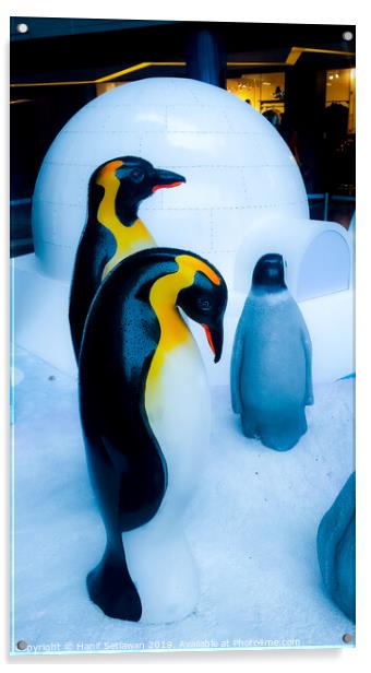 group of Penguin sculptures in front of an igloo 4 Acrylic by Hanif Setiawan