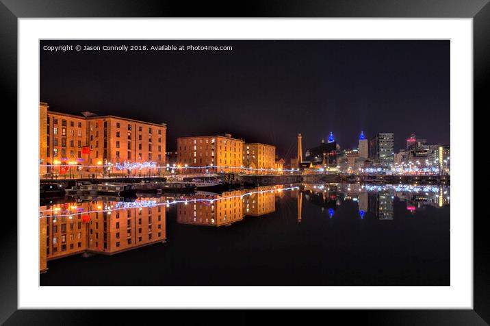 Liverpool City Night Reflections. Framed Mounted Print by Jason Connolly