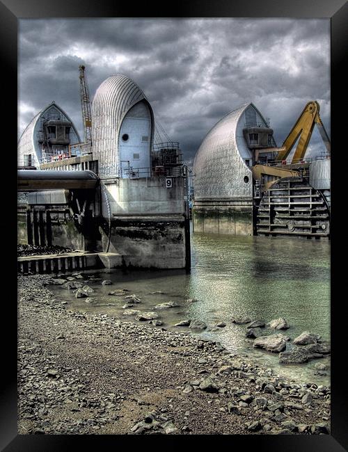 Open Barrier 9 - Thames Barrier in Greenwich Framed Print by Victoria Limerick
