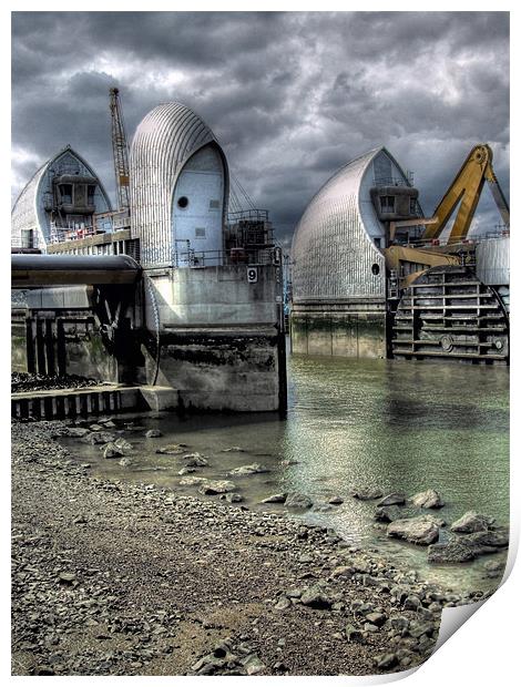 Open Barrier 9 - Thames Barrier in Greenwich Print by Victoria Limerick