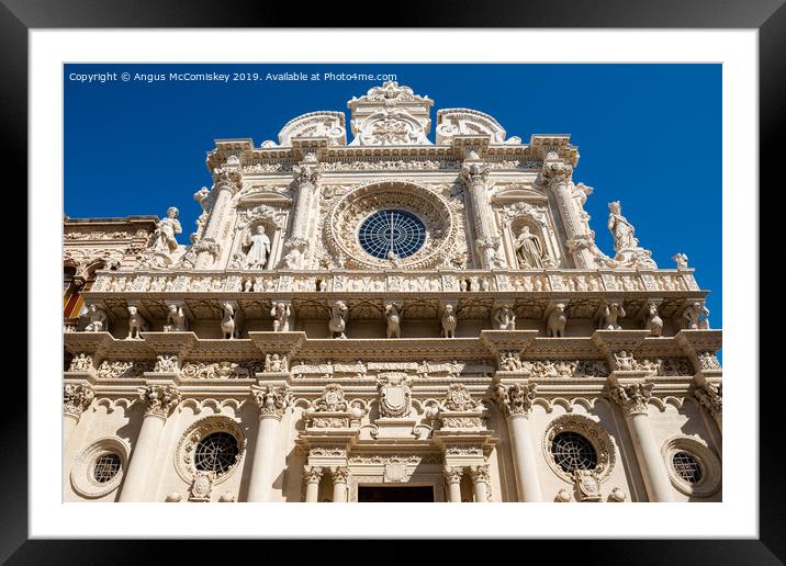 Baroque façade of Basilica di Santa Croce in Lecce Framed Mounted Print by Angus McComiskey