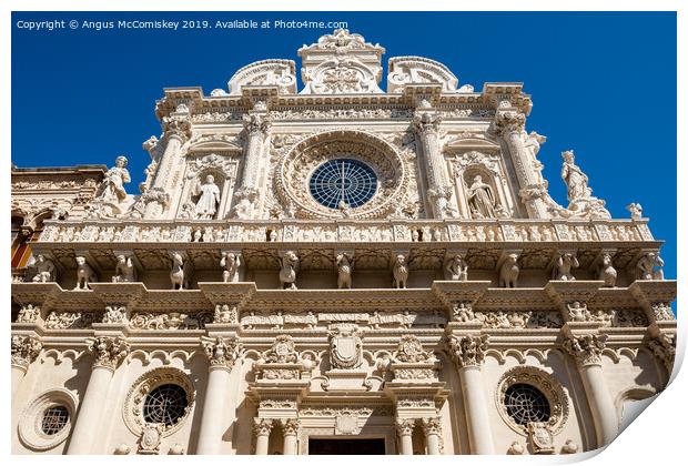 Baroque façade of Basilica di Santa Croce in Lecce Print by Angus McComiskey