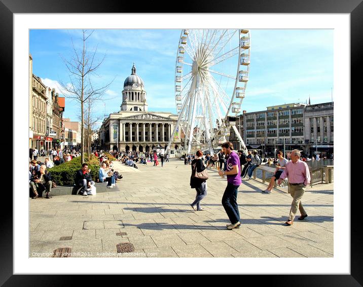 City square in March at Nottingham. Framed Mounted Print by john hill