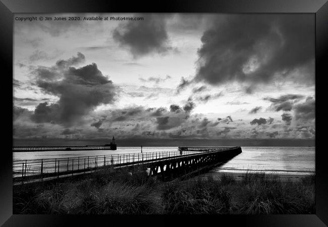 December Daybreak in Northumberland (B&W) Framed Print by Jim Jones