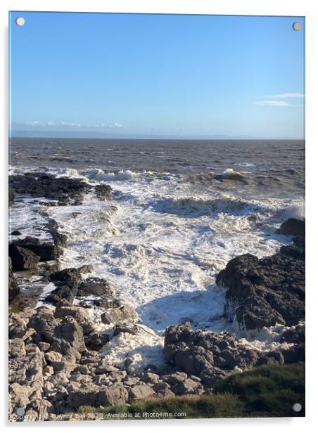 A rough sea at Porthcawl  Acrylic by Gaynor Ball