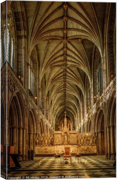 Lichfield Cathedral interior. Canvas Print by Bill Allsopp