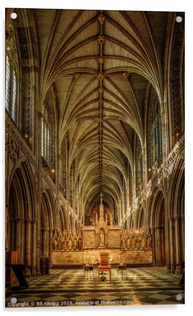 Lichfield Cathedral interior. Acrylic by Bill Allsopp